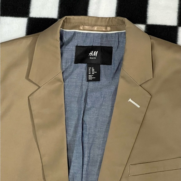 H&M Slim Fit Men’s Blazer Khaki Size 38R - Picture 2 of 3